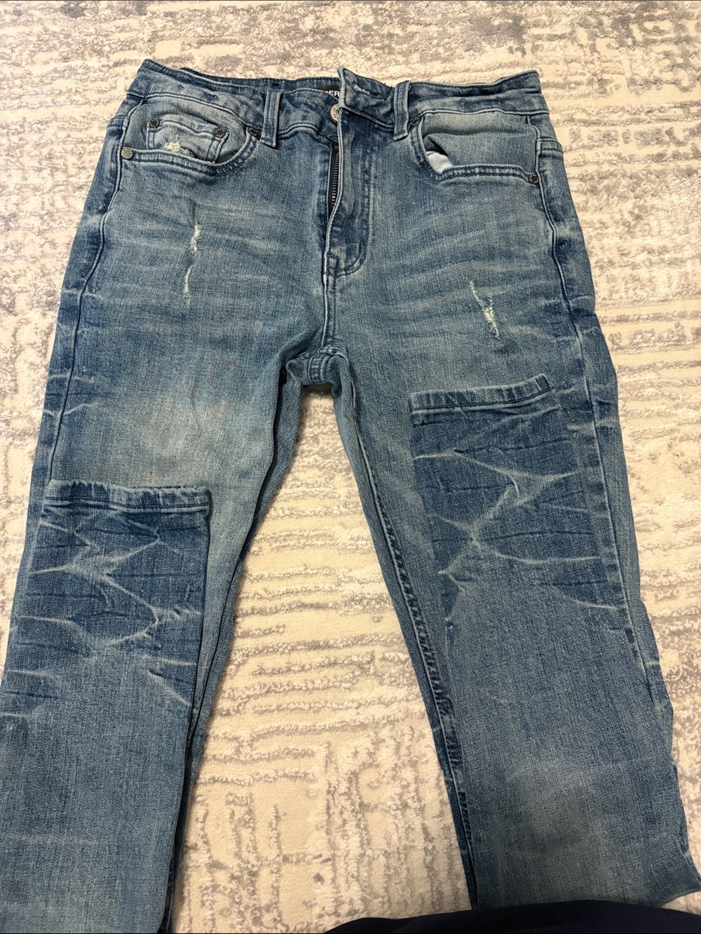 Men's Slim Straight Distressed Jeans - Blue